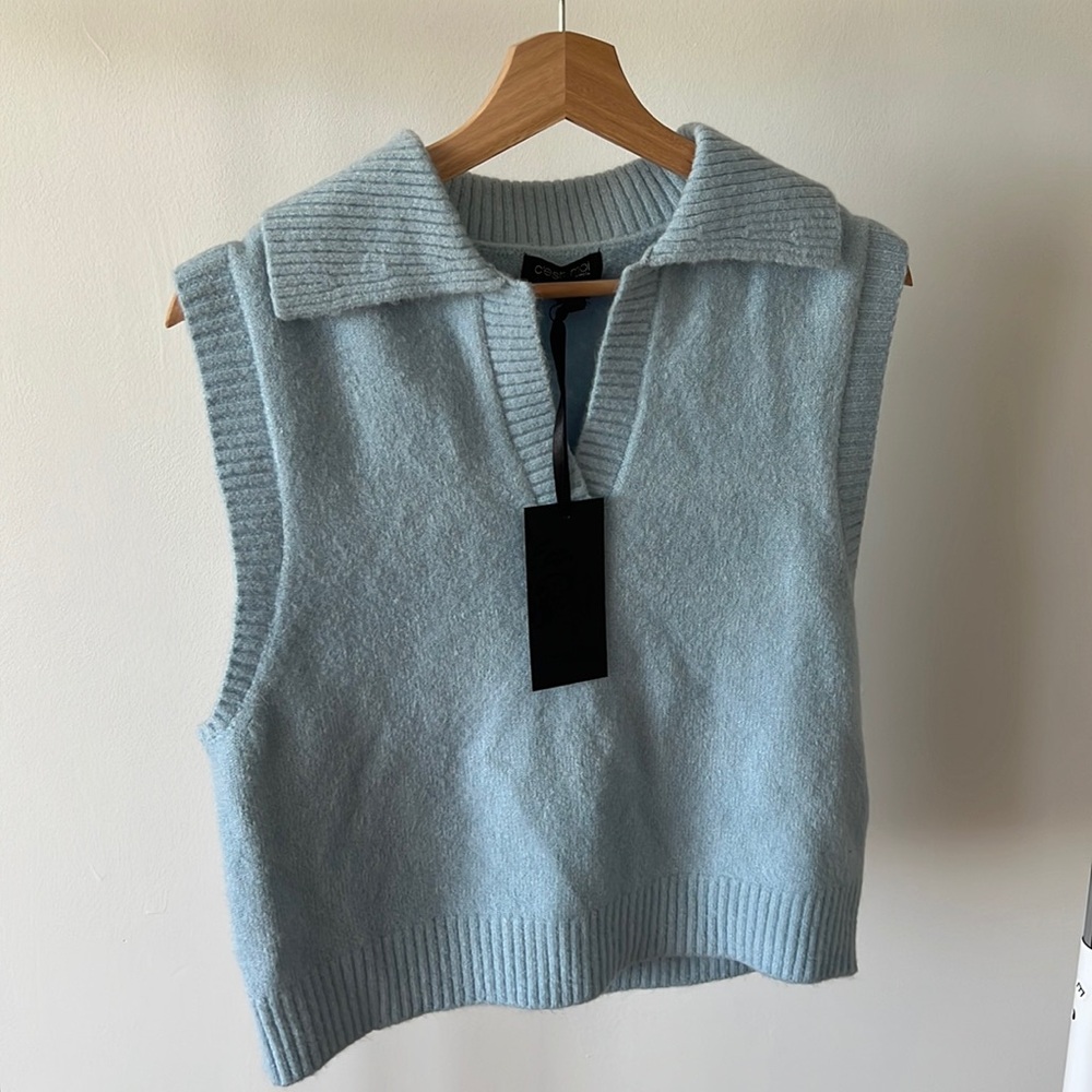 CEST MOI SKY BLUE WOOL SWEATER VEST